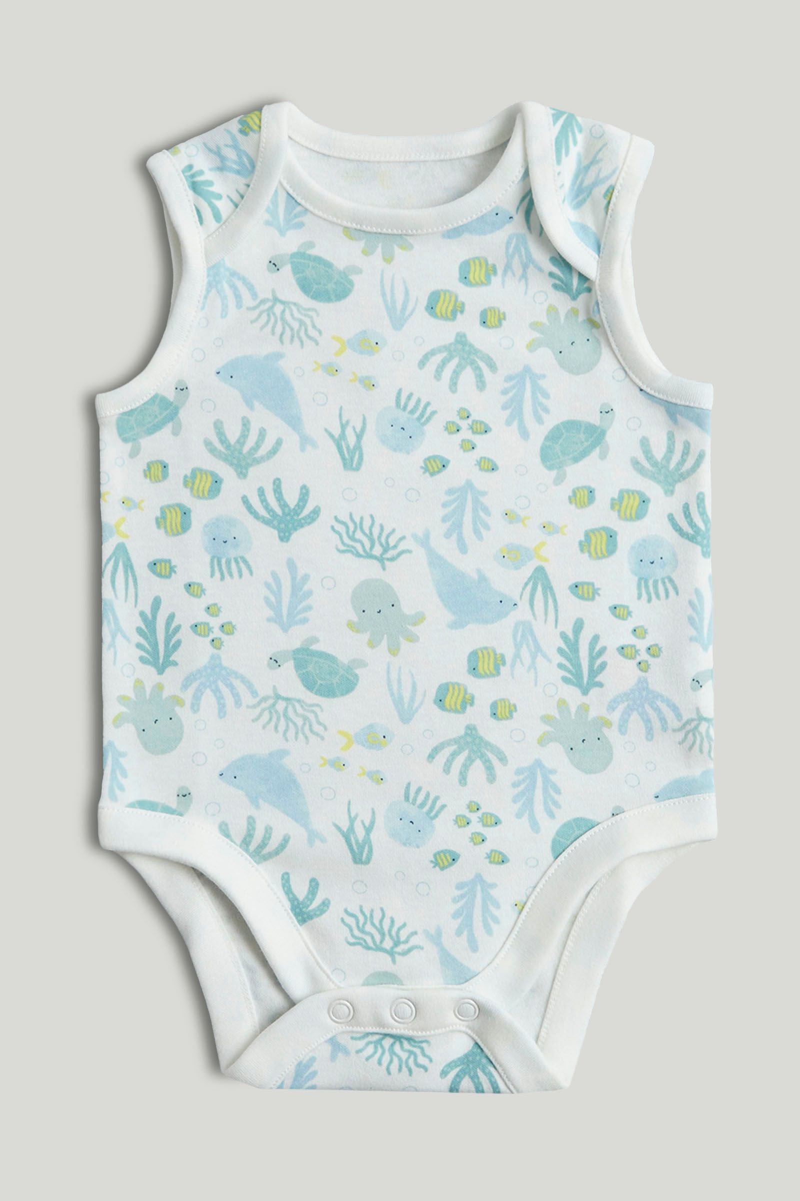 5 Pack Blue Ocean Sleeveless Bodysuits