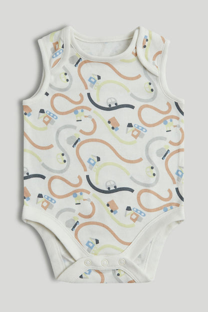 5 Pack Cars Sleeveless Bodysuits