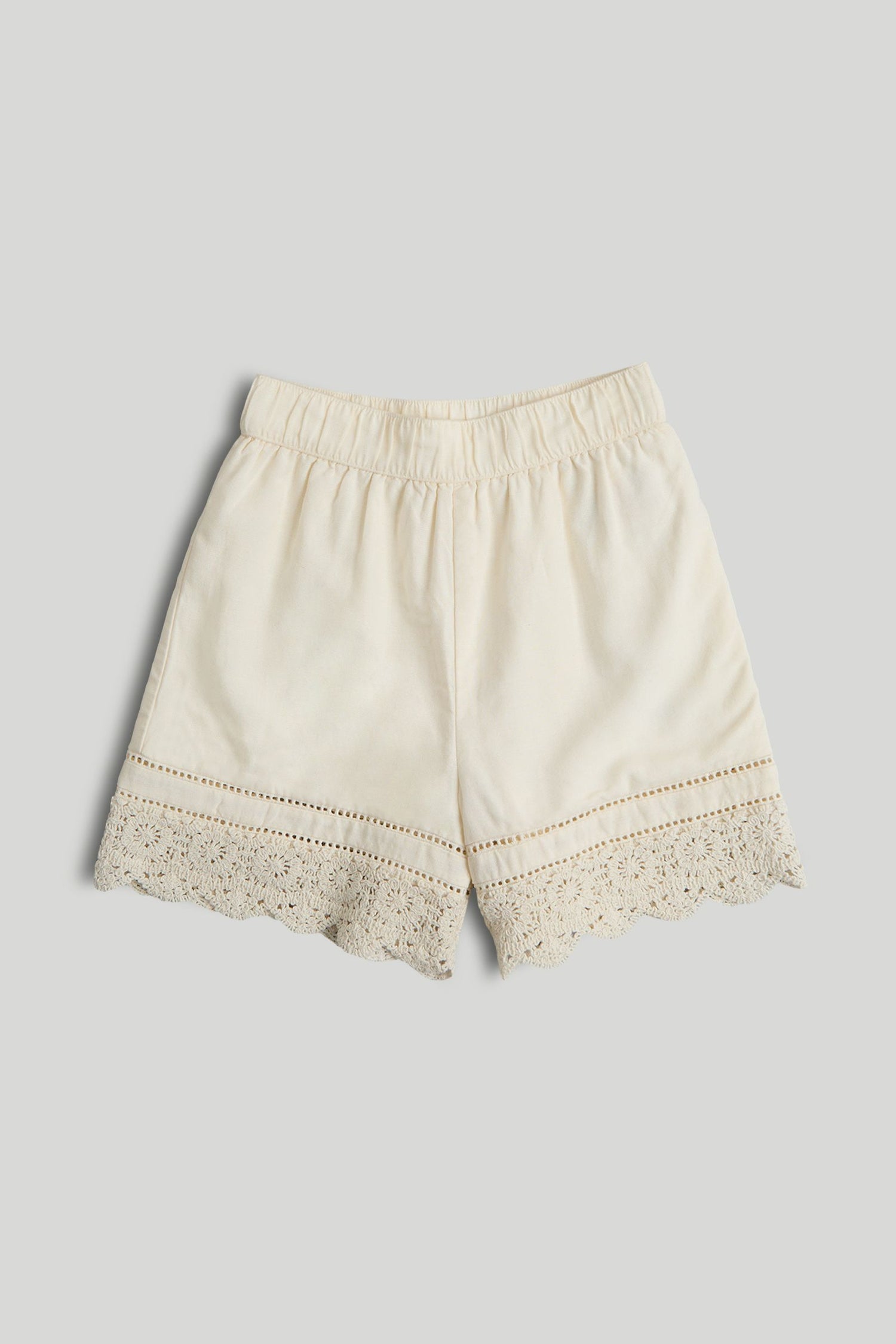 Cream Crochet Shorts - Beige / 9-10 Years