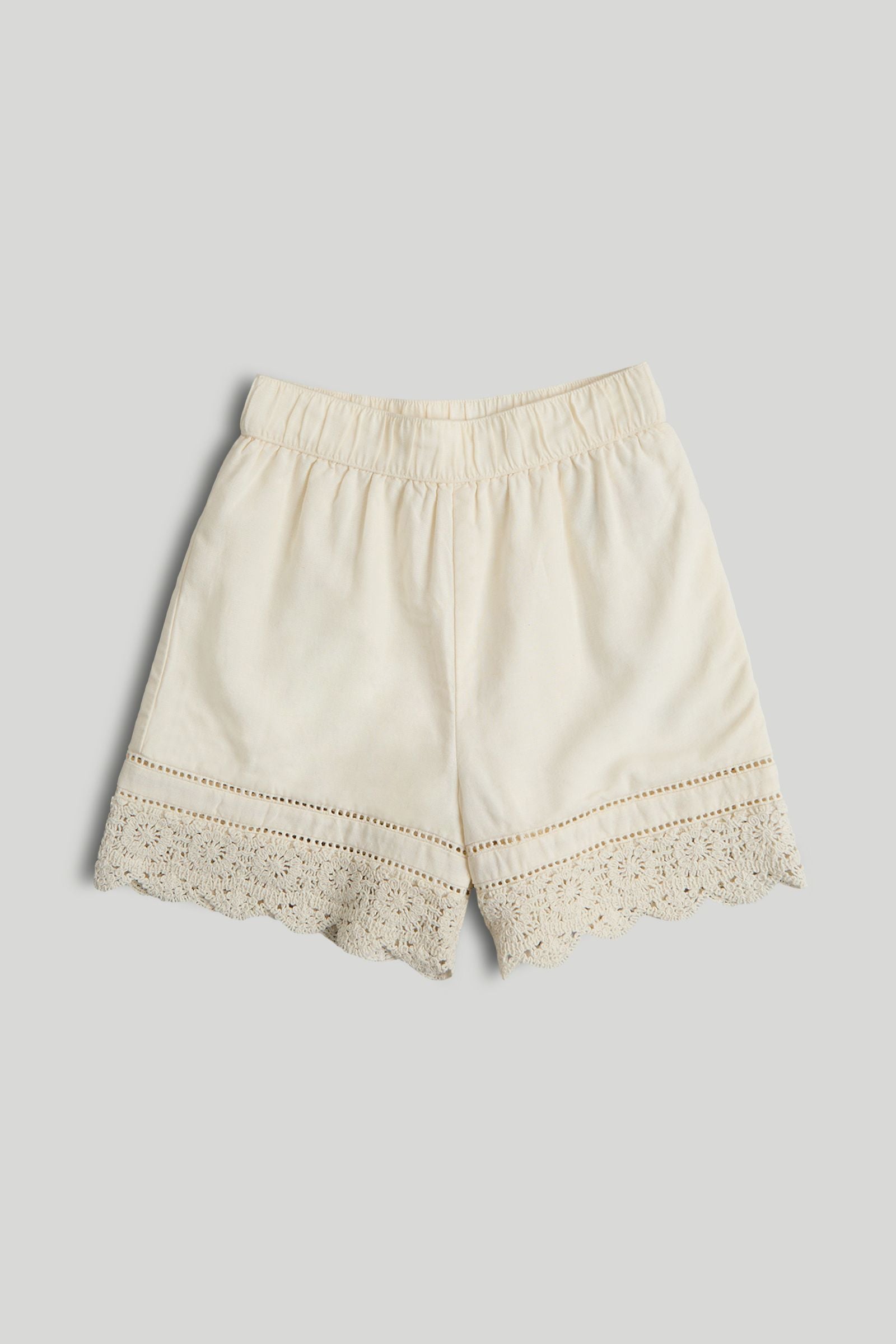 Cream Crochet Shorts - Beige / 9-10 Years