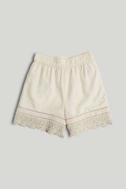 Cream Crochet Shorts - Beige / 9-10 Years