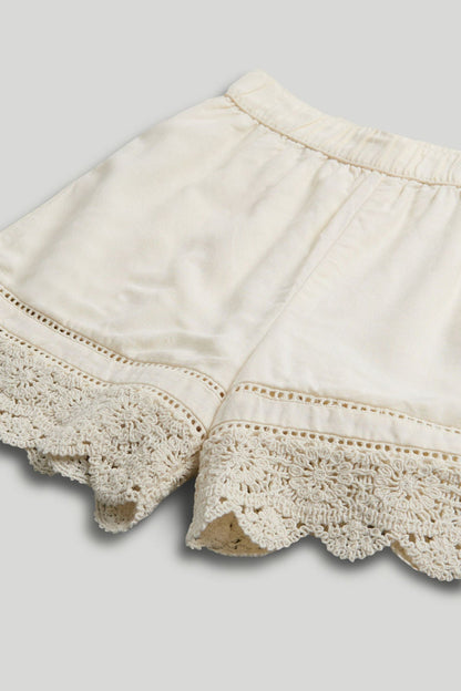 Cream Crochet Shorts