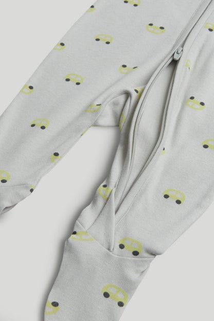 2 Pack Cars Zip-Up Sleepsuits
