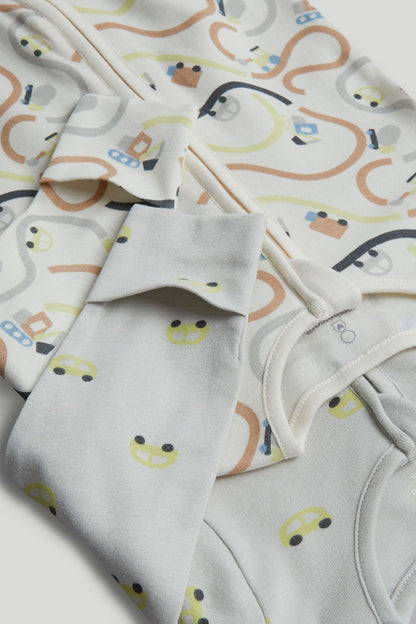 2 Pack Cars Zip-Up Sleepsuits