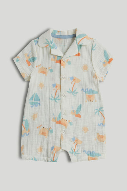 Beach Cotton Romper - Cream / 12-18 Months