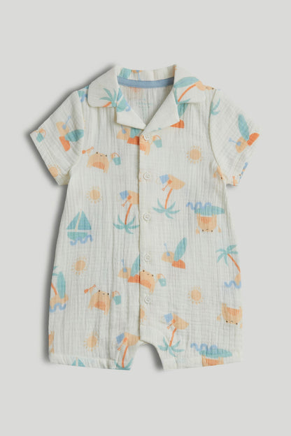 Beach Cotton Romper - Beige / 12-18 Months