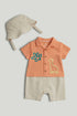 Shirt and Shorts Romper and Hat Outfit - Multicolor / Up to 1 Month