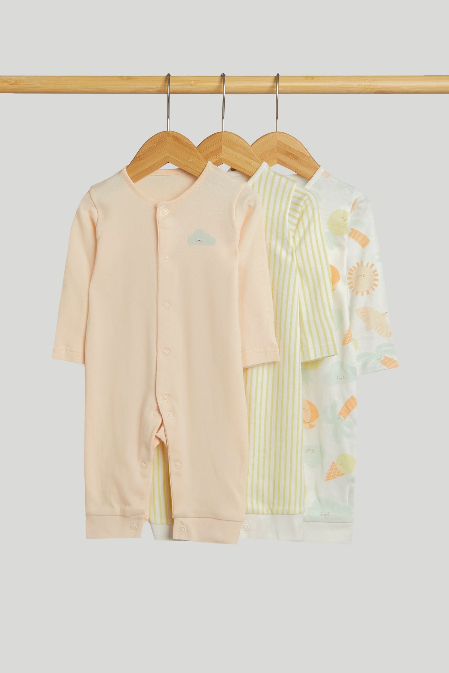 3 Pack Summer Footless Sleepsuits - Multi / 12-18 Months