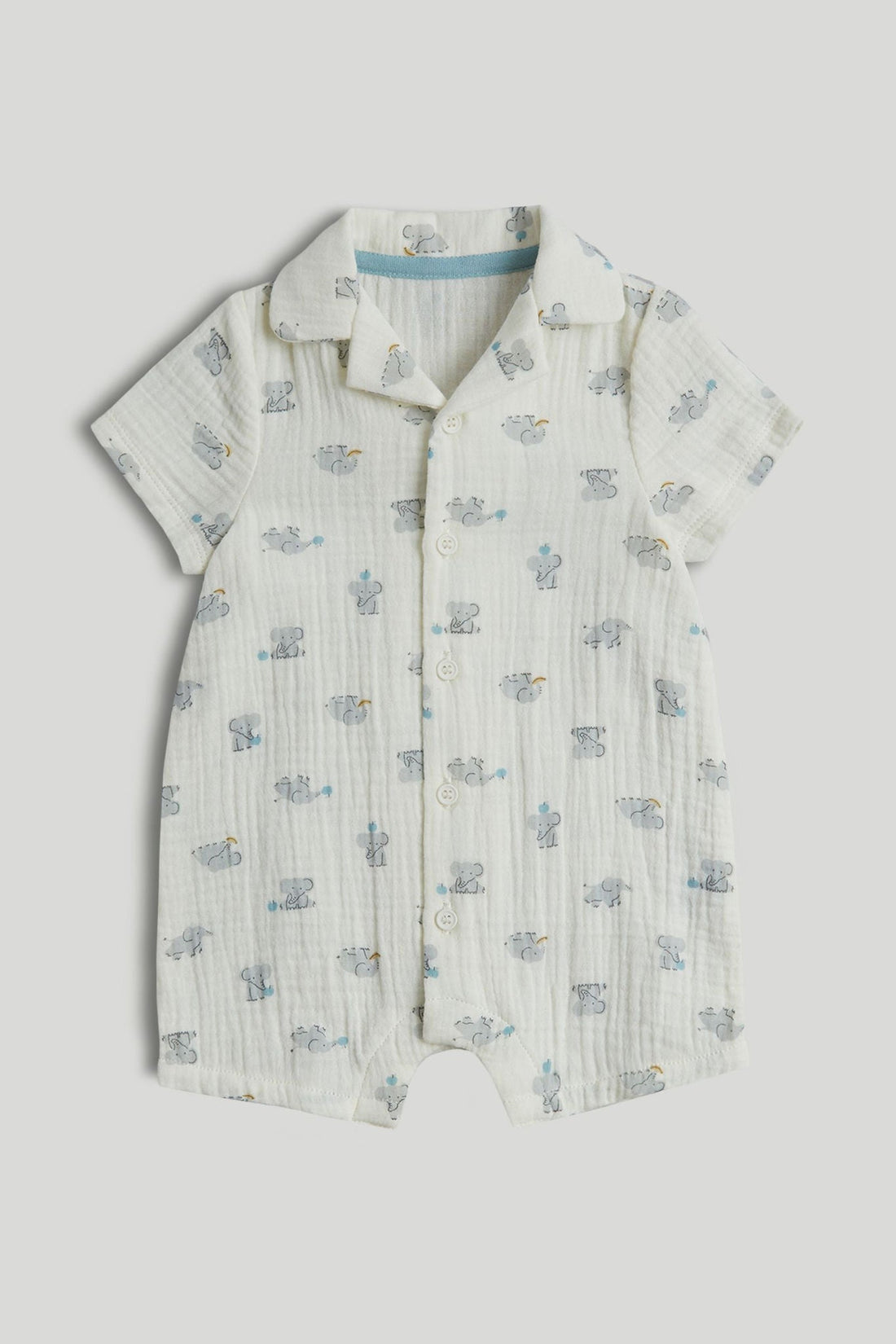 Elephant Cotton Romper - Cream / 12-18 Months