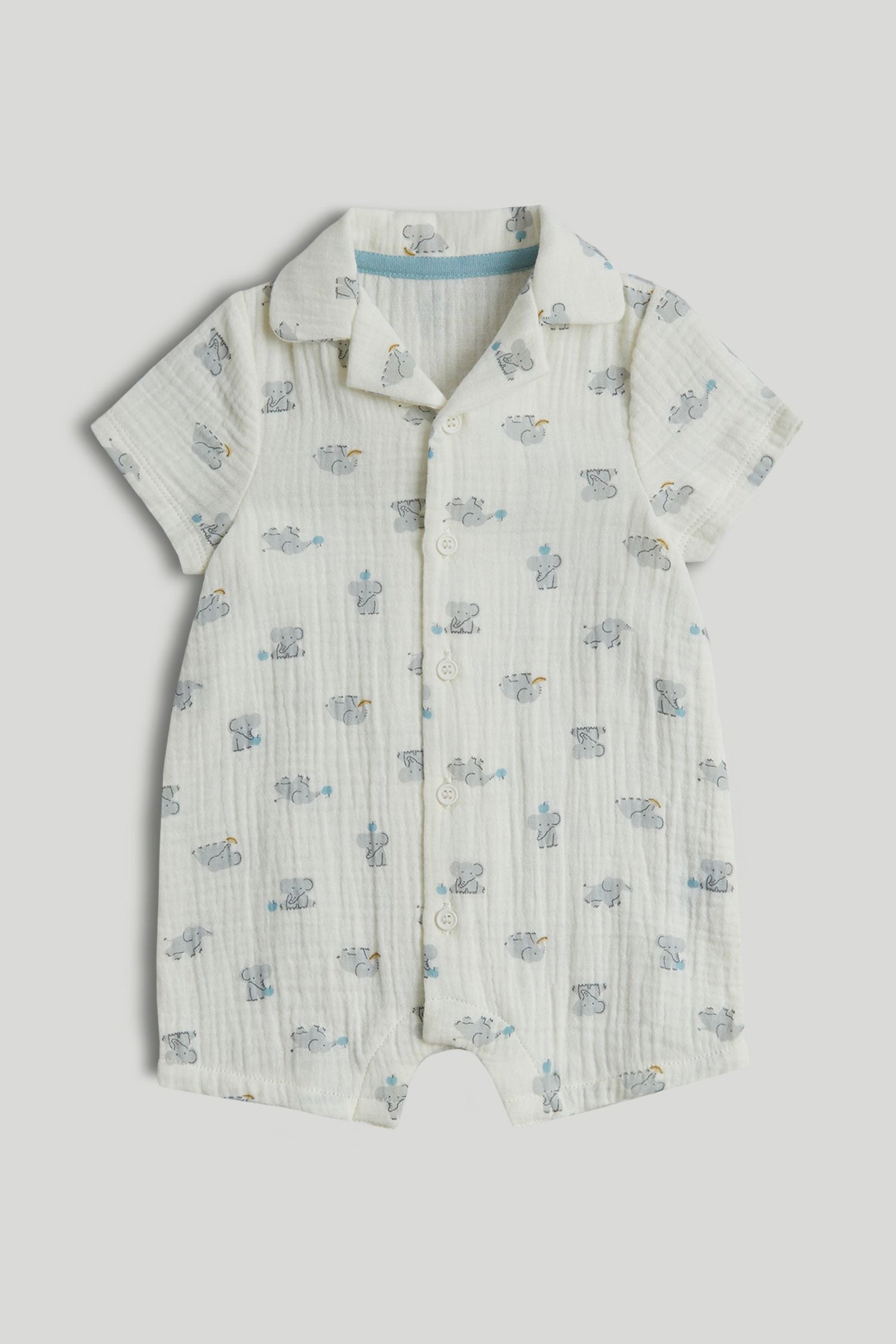 Elephant Cotton Romper - Beige / 12-18 Months