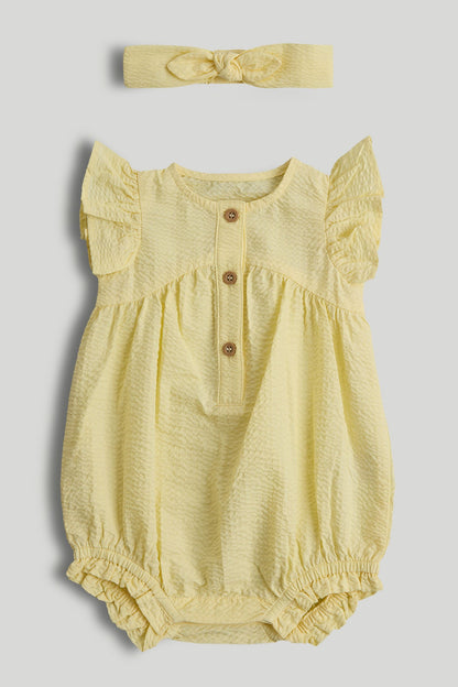 Yellow Romper and Headband Outfit - Yellow / Up to 1 Month
