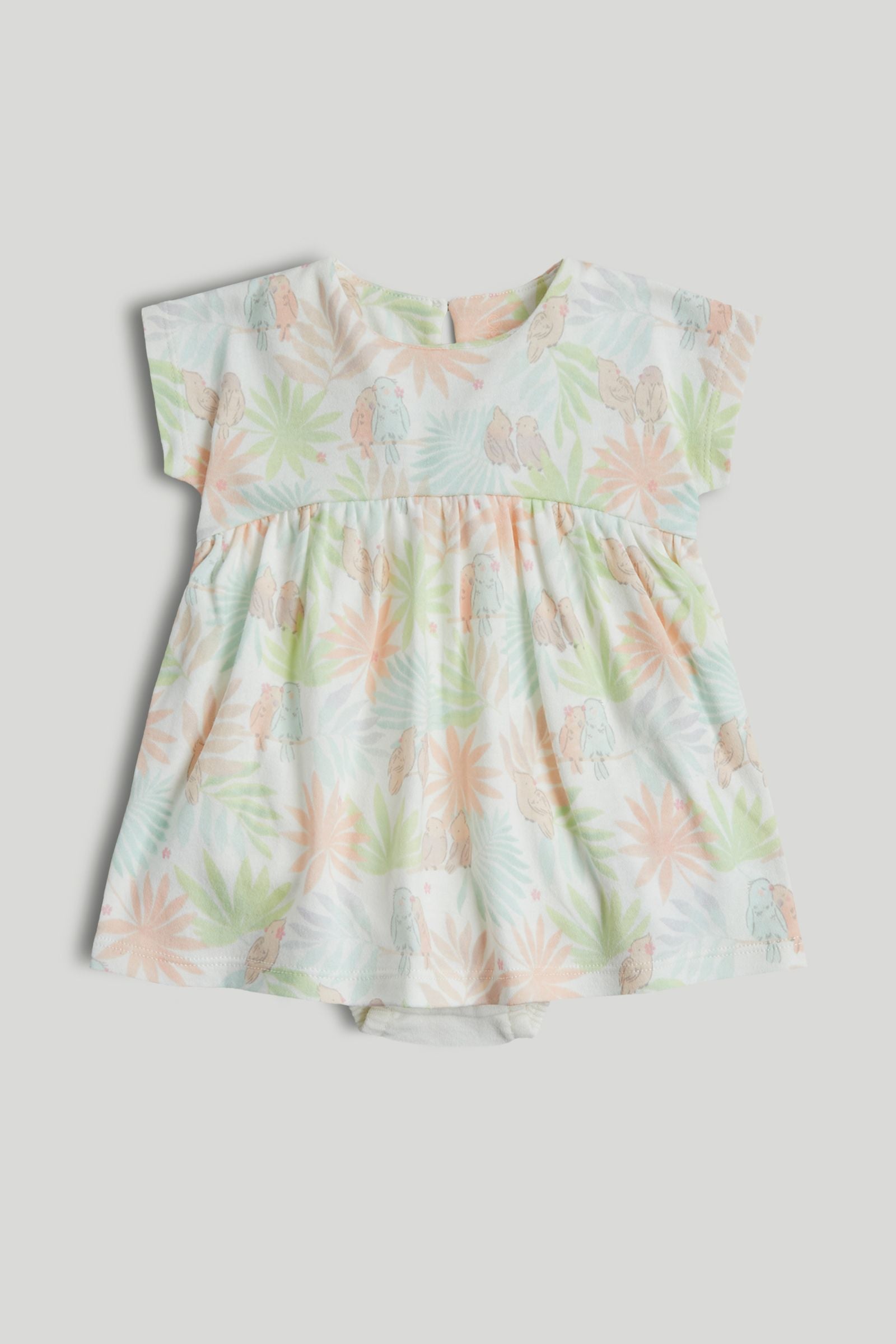 Tropical Romper Dress - White / Up to 1 Month