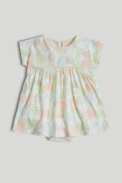 Tropical Romper Dress - White / Up to 1 Month