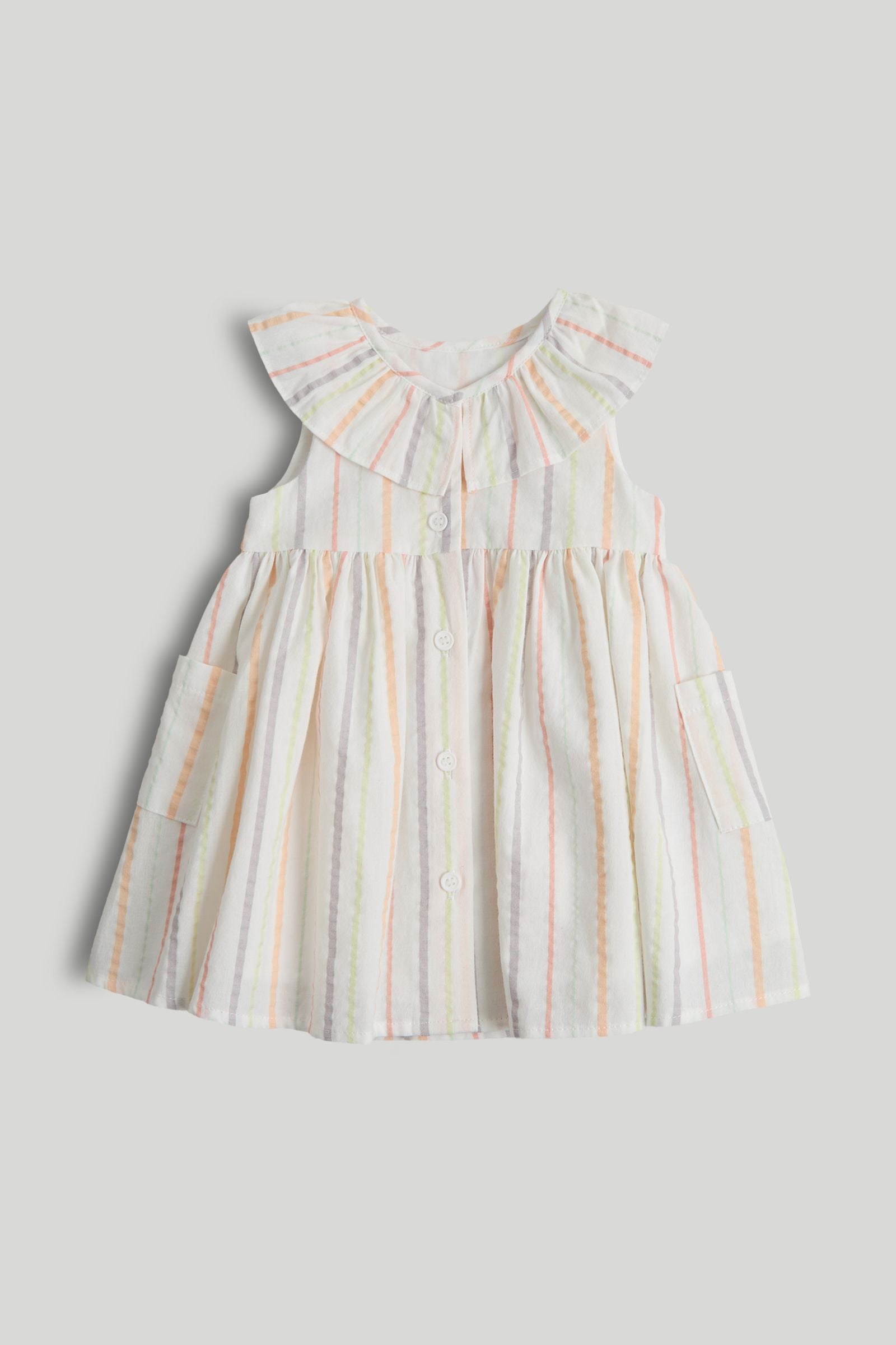 Striped Dress - White / Up to 1 Month