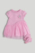 Jersey and Tulle Dress and Socks Outfit - Pink / Up to 1 Month