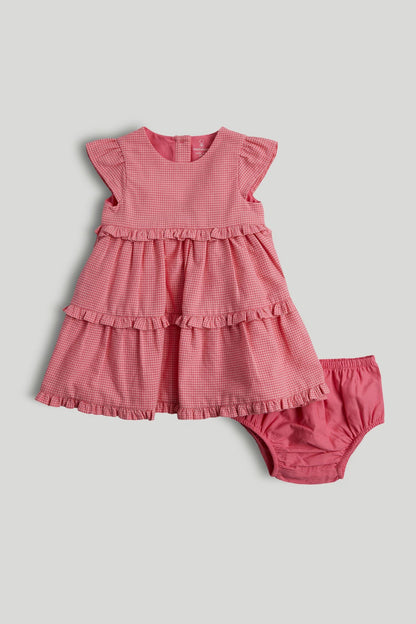 Pink Gingham Dress and Knickers Outfit - Dark Pink / 12-18 Months