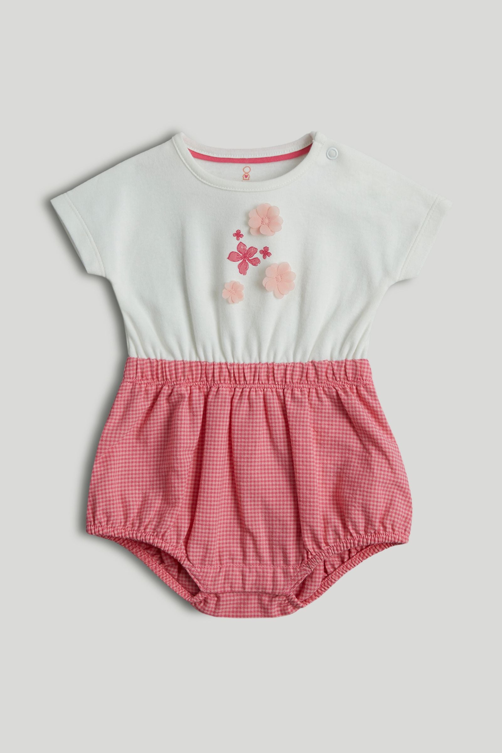 Pink Flower Romper - Dark Pink / Up to 1 Month