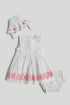 White Dress, Knickers and Hat Outfit - White / Up to 1 Month