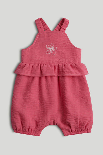 Pink Flower Romper - Dark Pink / 12-18 Months