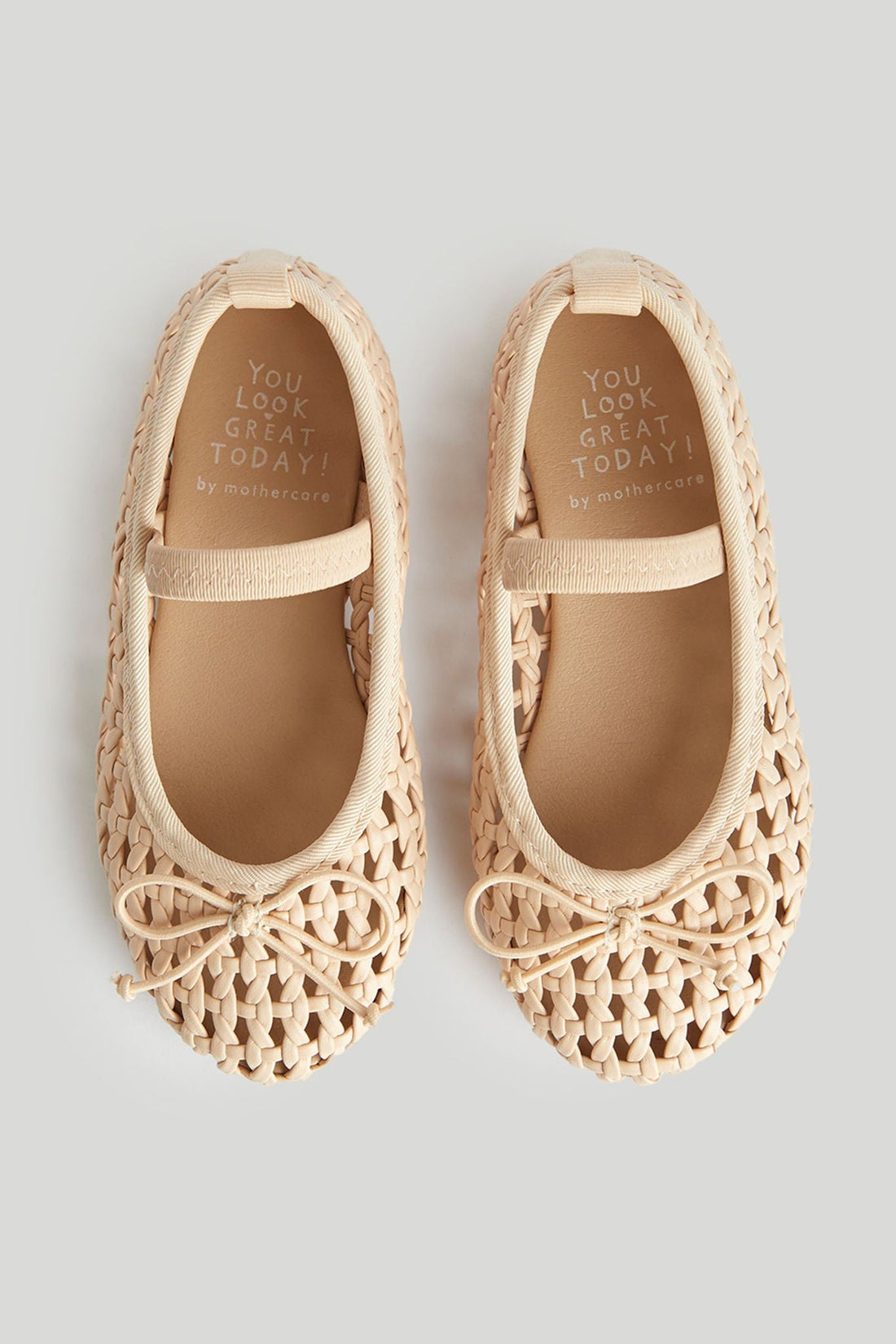 Dusky Pink Lattice Ballerina Shoes