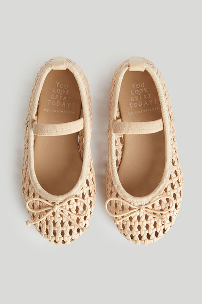 Dusky Pink Lattice Ballerina Shoes