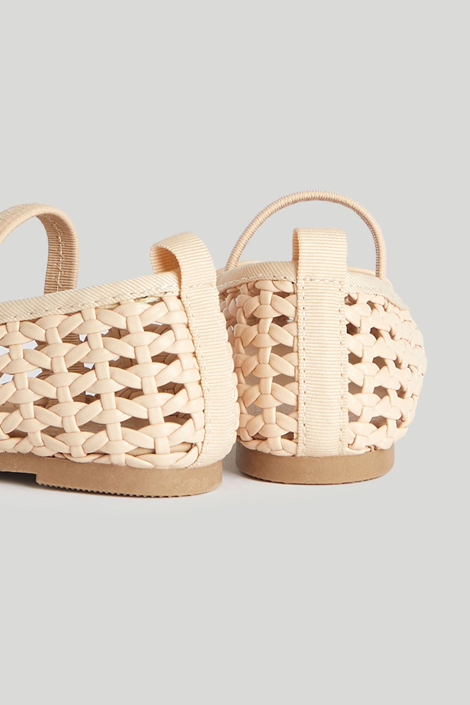 Dusky Pink Lattice Ballerina Shoes