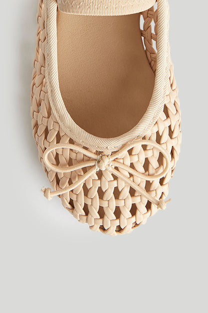 Dusky Pink Lattice Ballerina Shoes