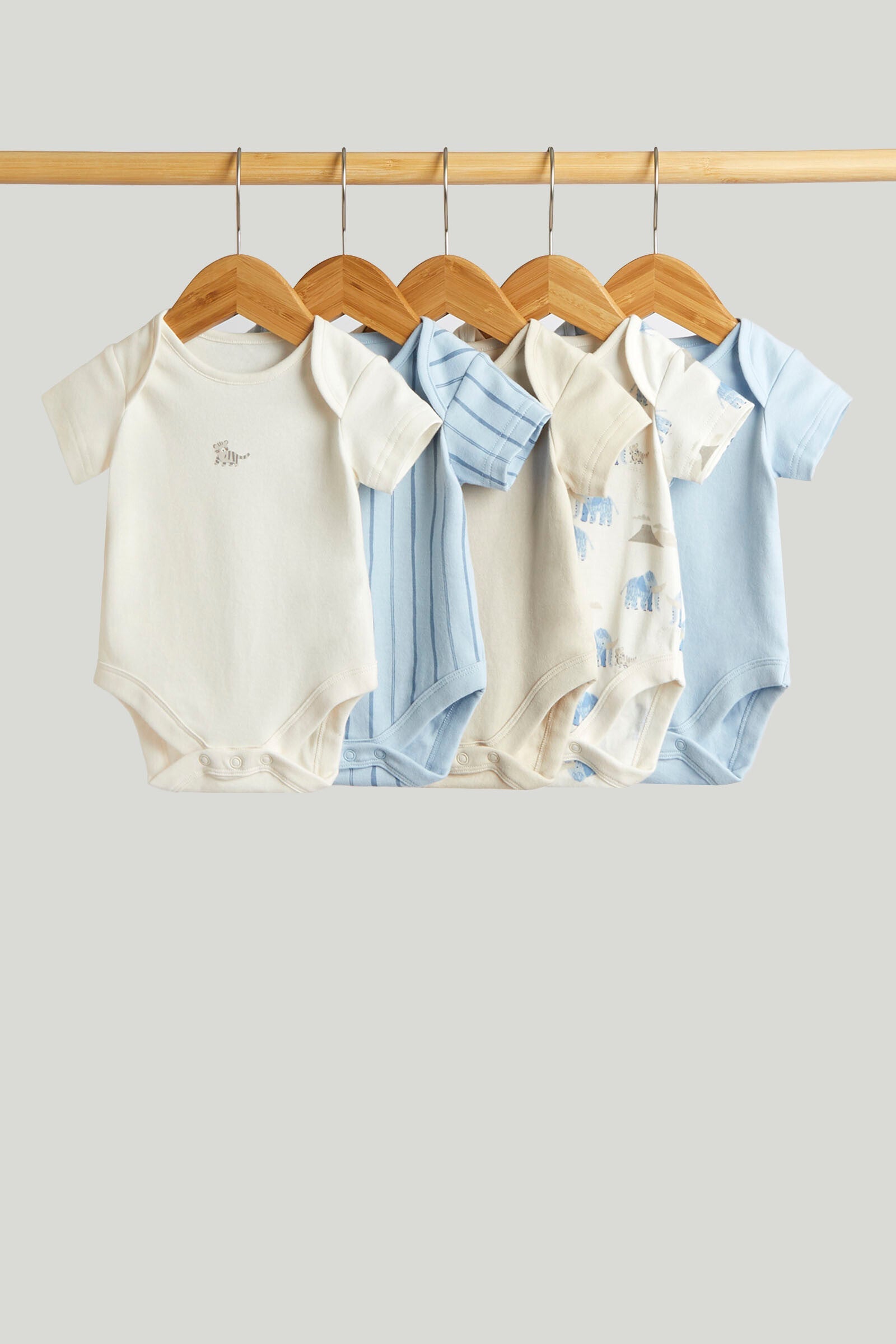 5 Pack My First Short-Sleeved Bodysuits - Blue / Up to 1 Month
