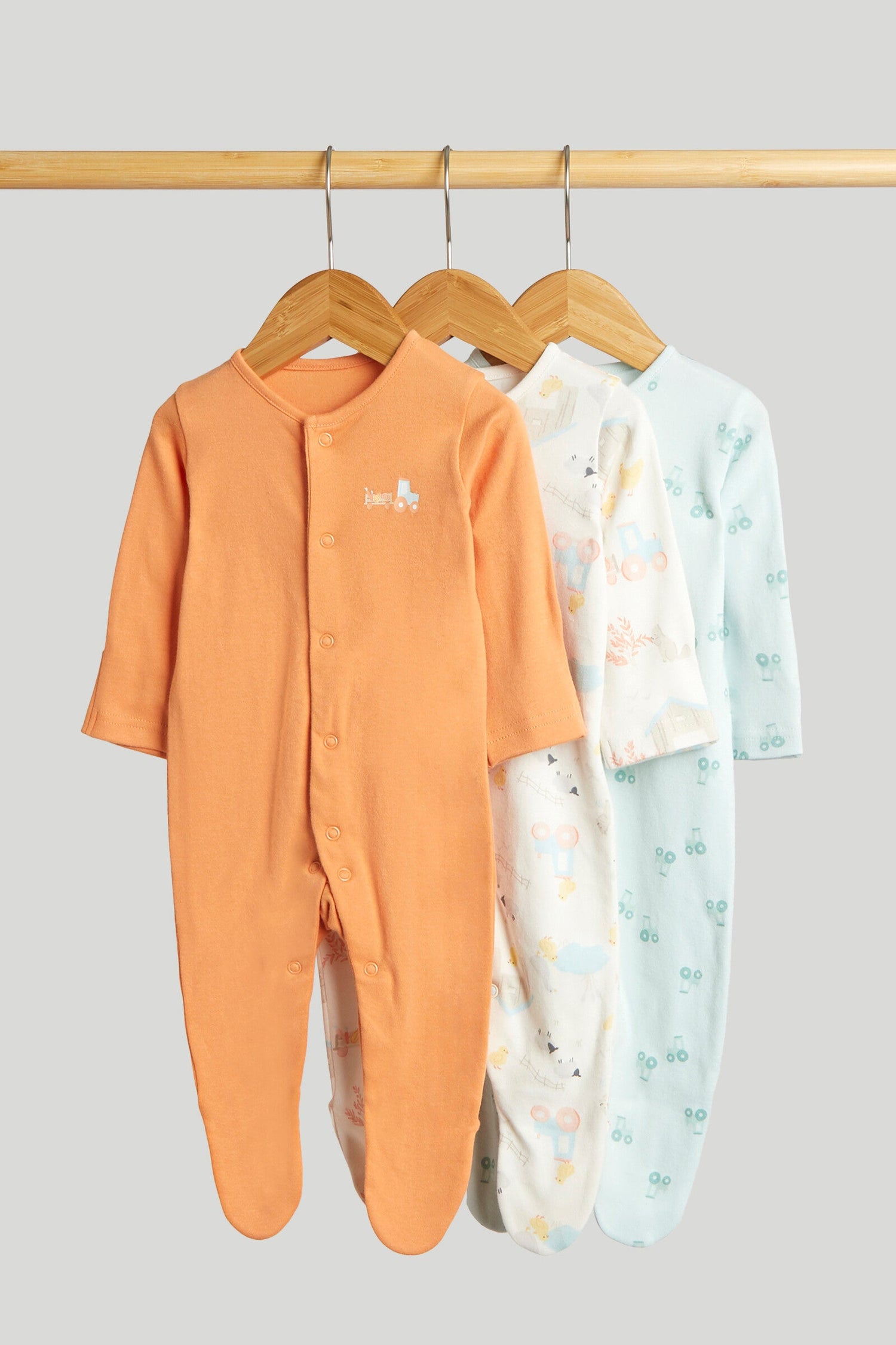3 Pack Tractor Sleepsuits - Multicolor / Up to 1 Month