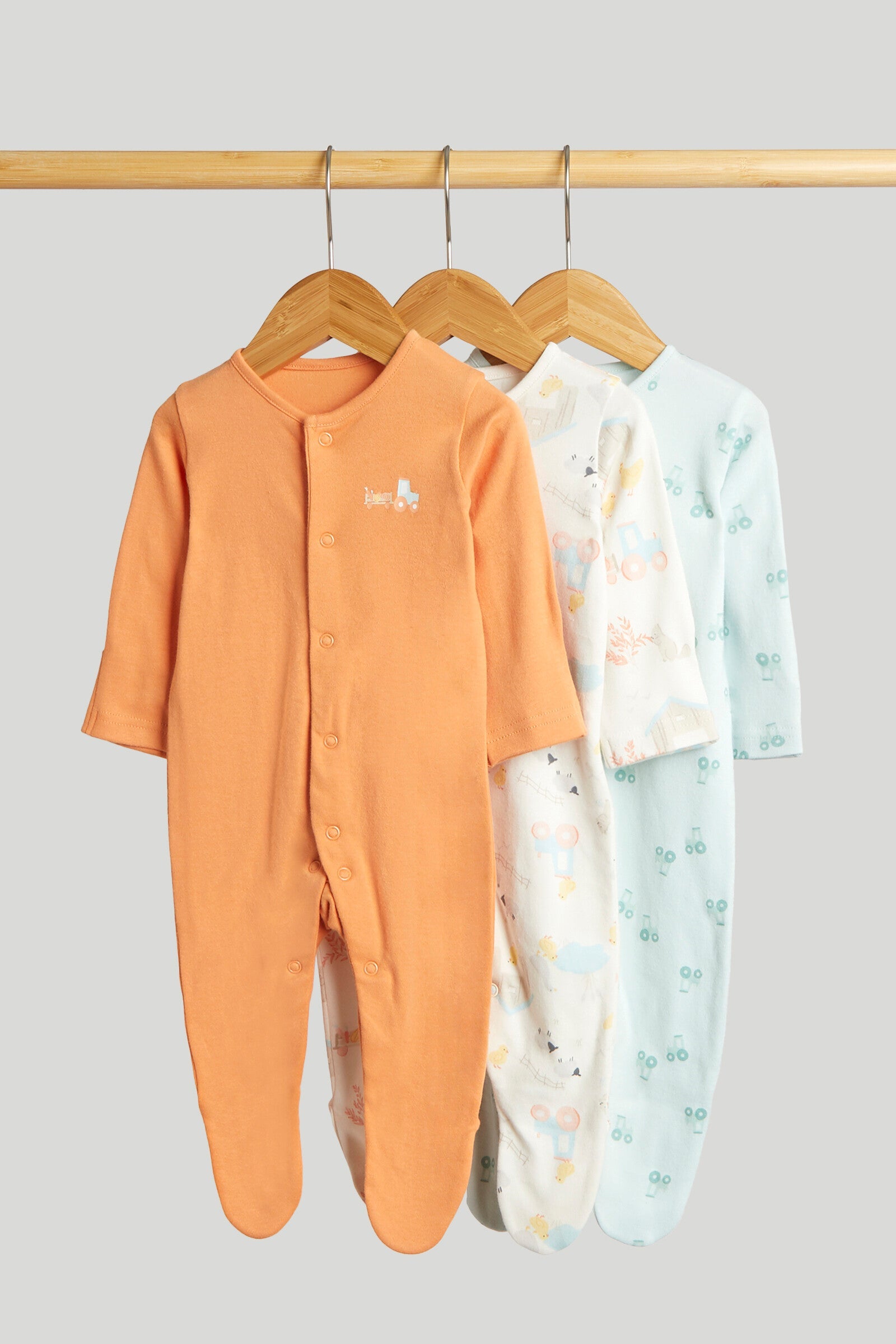 3 Pack Tractor Sleepsuits - Multicolor / Up to 1 Month