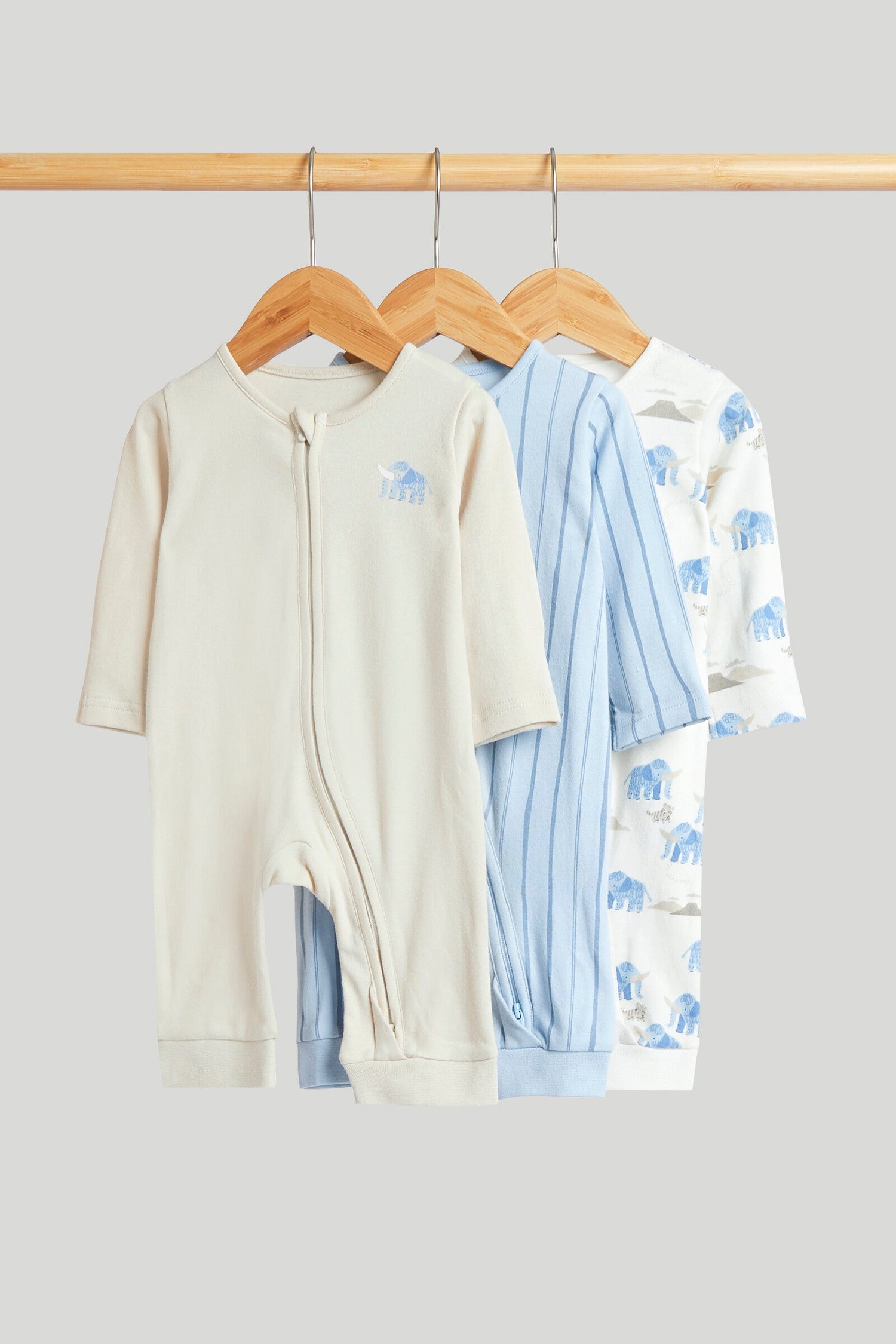 3 Pack My First Zip-Up Sleepsuits - Multicolor / Up to 1 Month