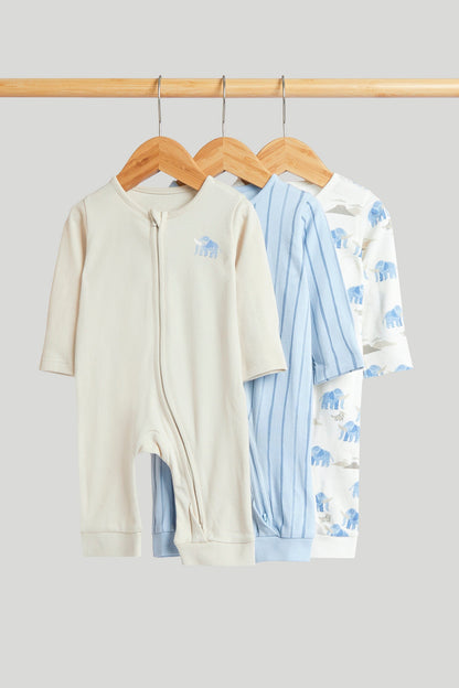 3 Pack My First Zip-Up Sleepsuits - Multicolor / Up to 1 Month
