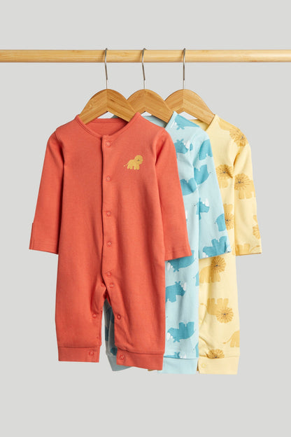 3 Pack Safari Footless Sleepsuits - Multicolor / 12-18 Months