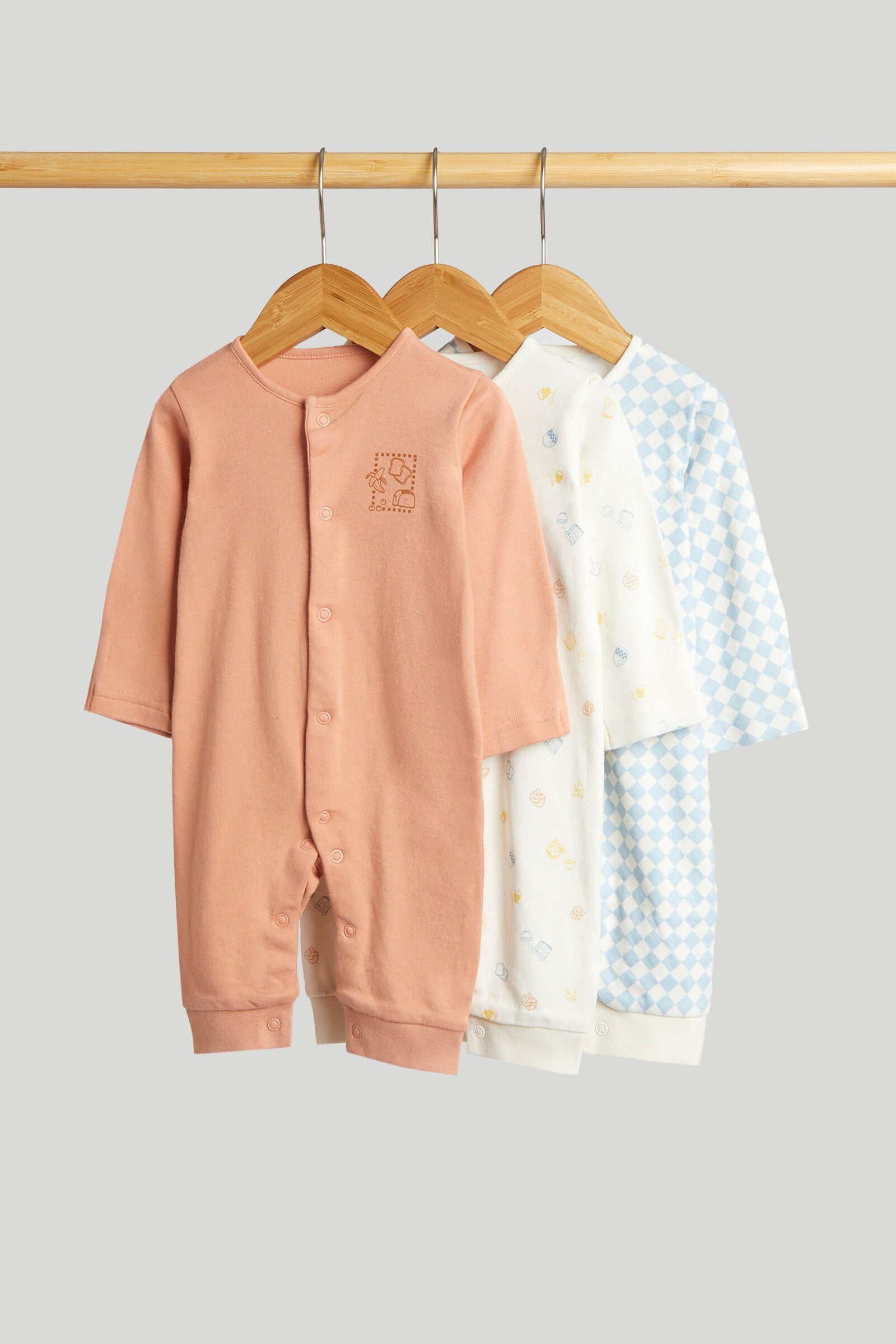 3 Pack Breakfast Footless Sleepsuits - Multicolor / Up to 1 Month