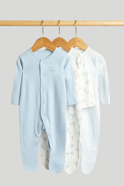 3 Pack My First Blue Sleepsuits - Blue / Up to 1 Month