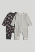 2 Pack Footless Zip-Up Sleepsuits - Grey / Up to 1 Month