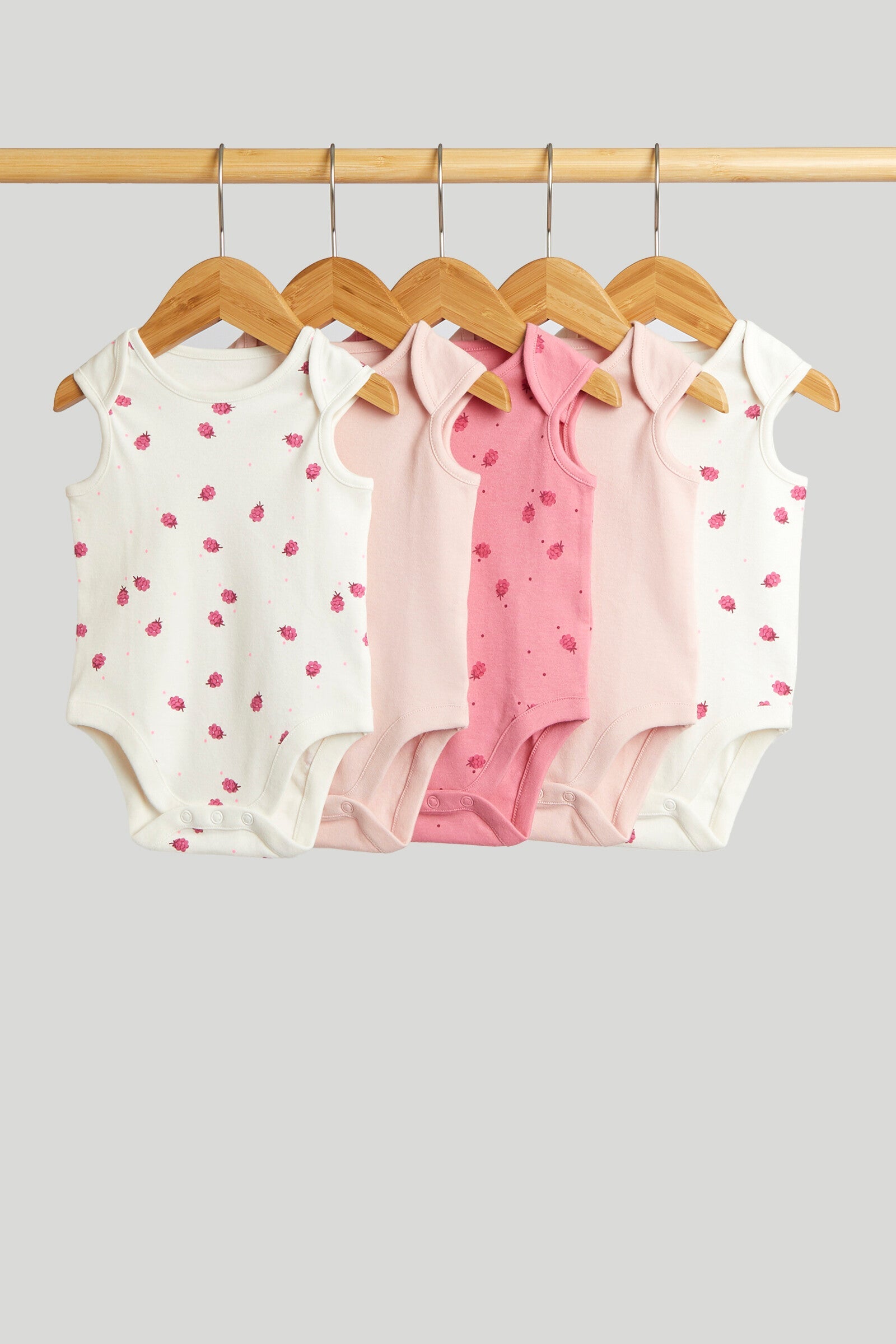 5 Pack Raspberry Sleeveless Bodysuits - Pink / Up to 1 Month