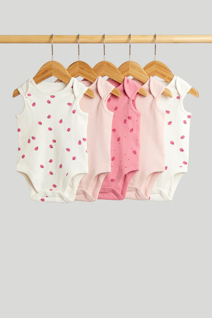 5 Pack Raspberry Sleeveless Bodysuits - Pink / Up to 1 Month