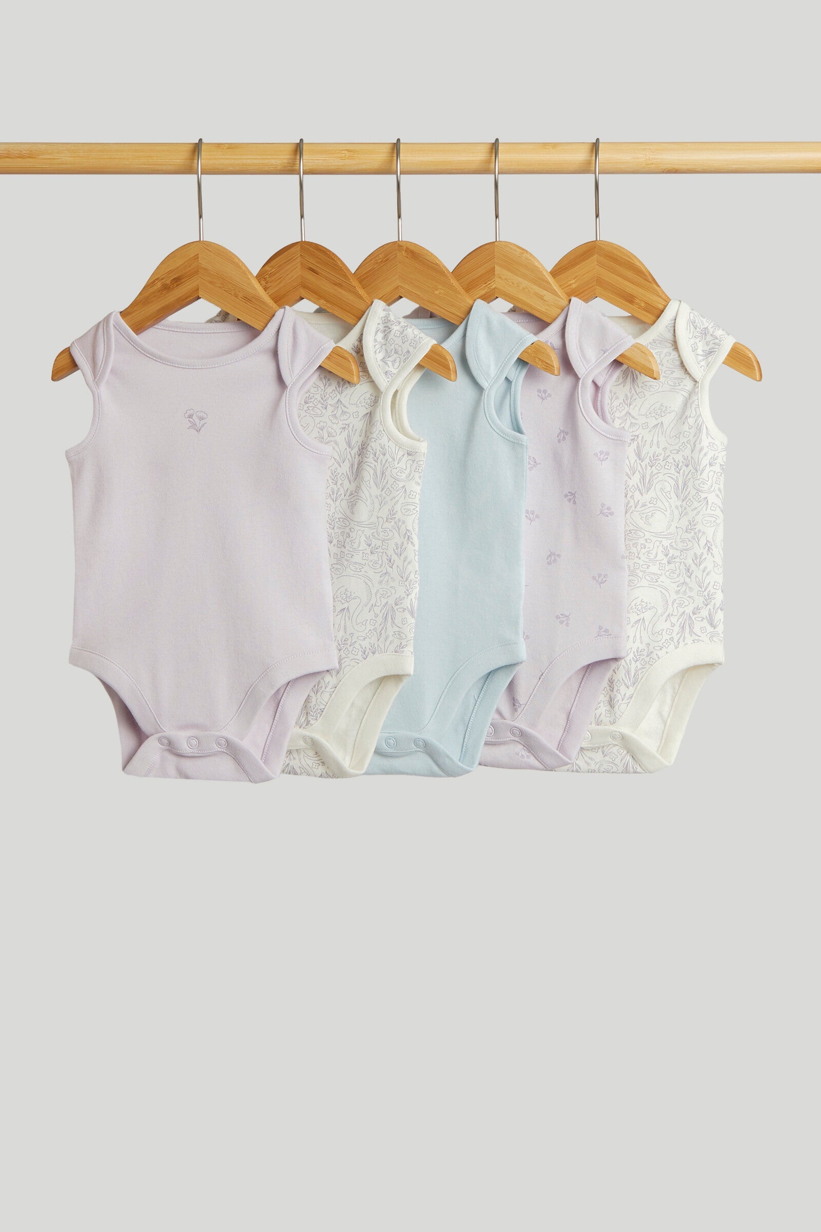 5 Pack Swan Sleeveless Bodysuits - Multicolor / Up to 1 Month
