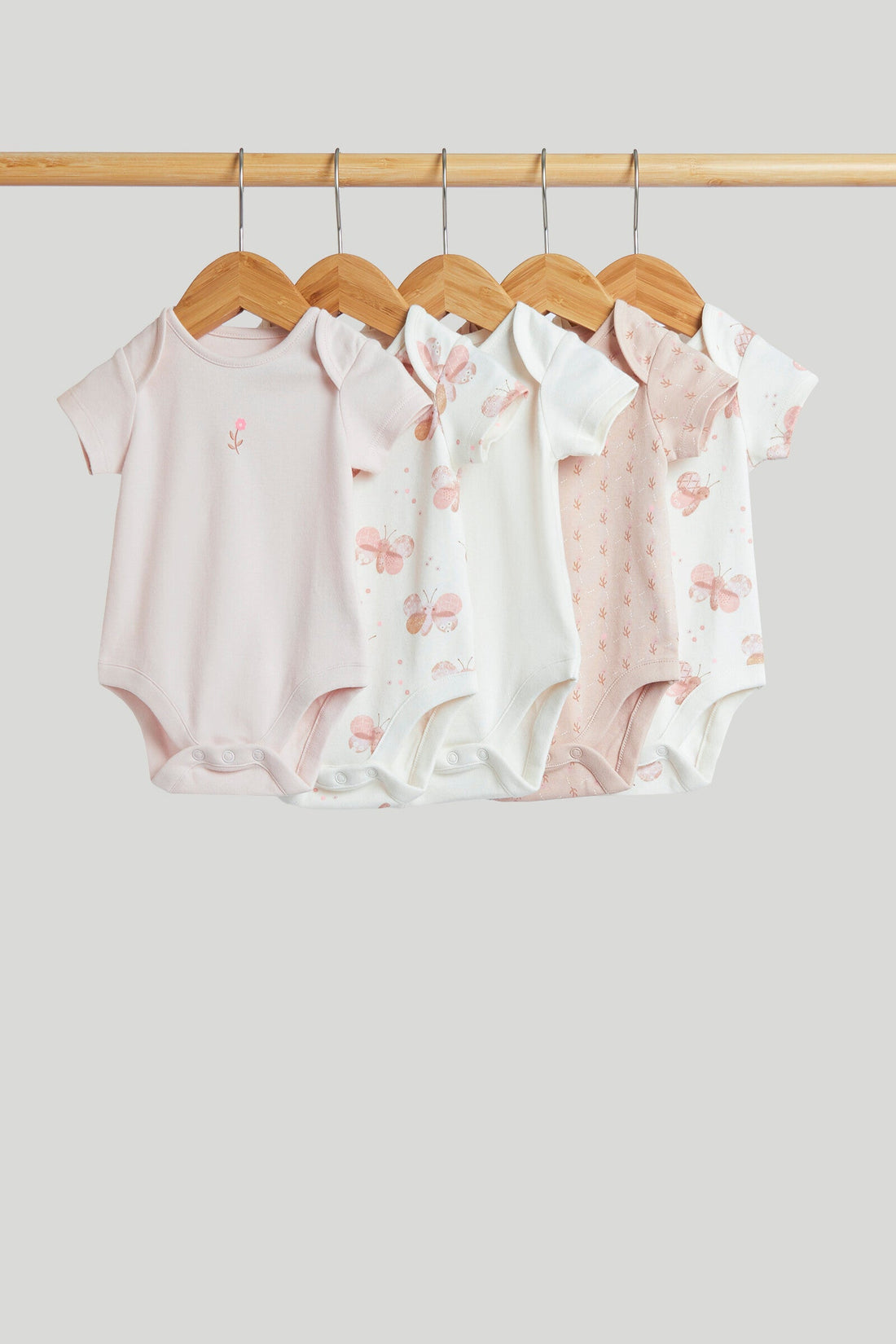 5 Pack My First Short-Sleeved Bodysuits - Pink / Up to 1 Month