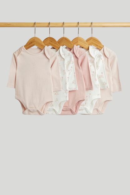 5 Pack My First Long-Sleeved Bodysuits - Pink / Up to 1 Month