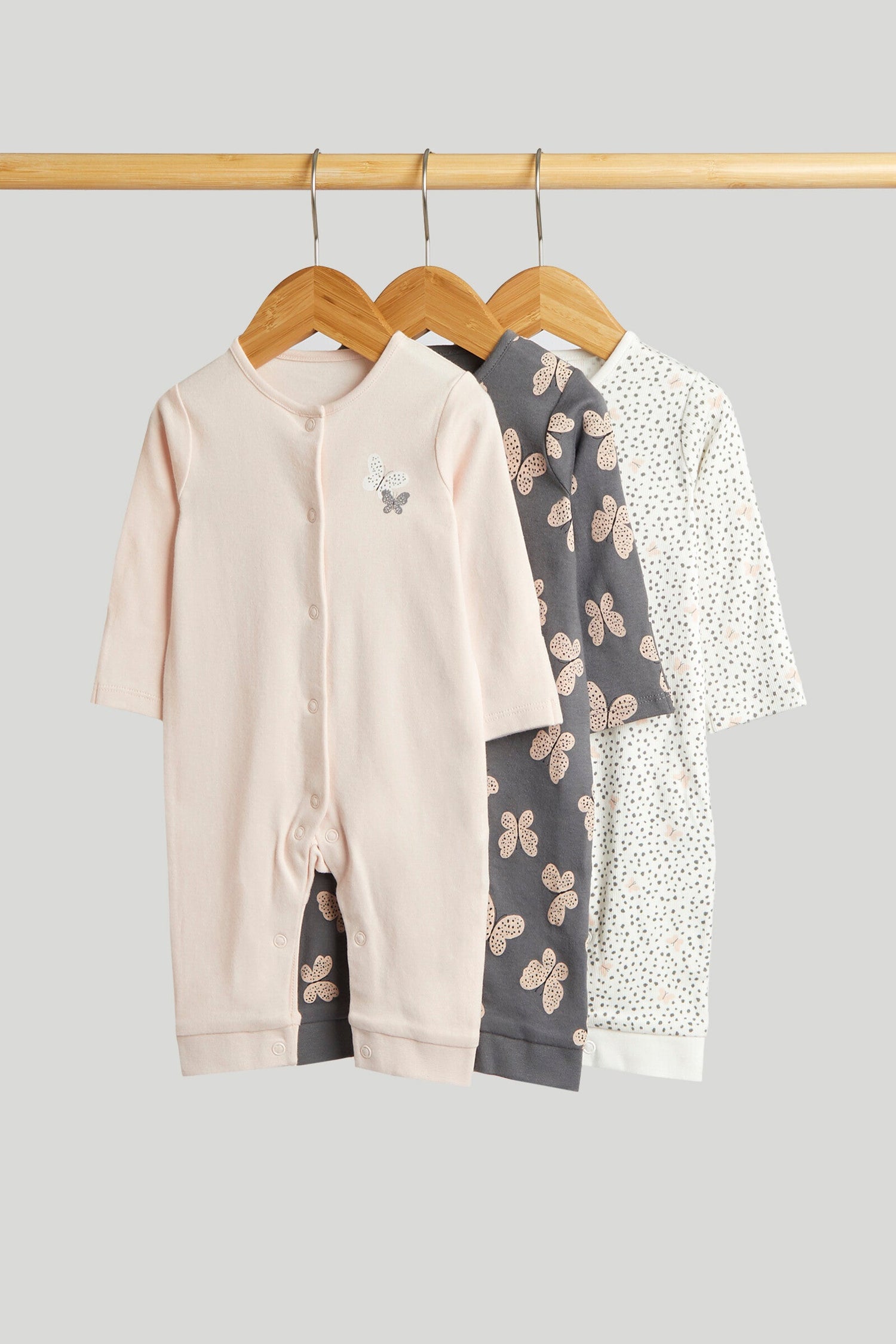 3 Pack Butterfly Footless Sleepsuits - Multicolor / Up to 1 Month