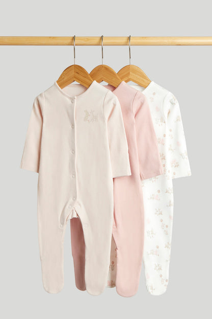 3 Pack My First Pink Sleepsuits - Pink / Up to 1 Month