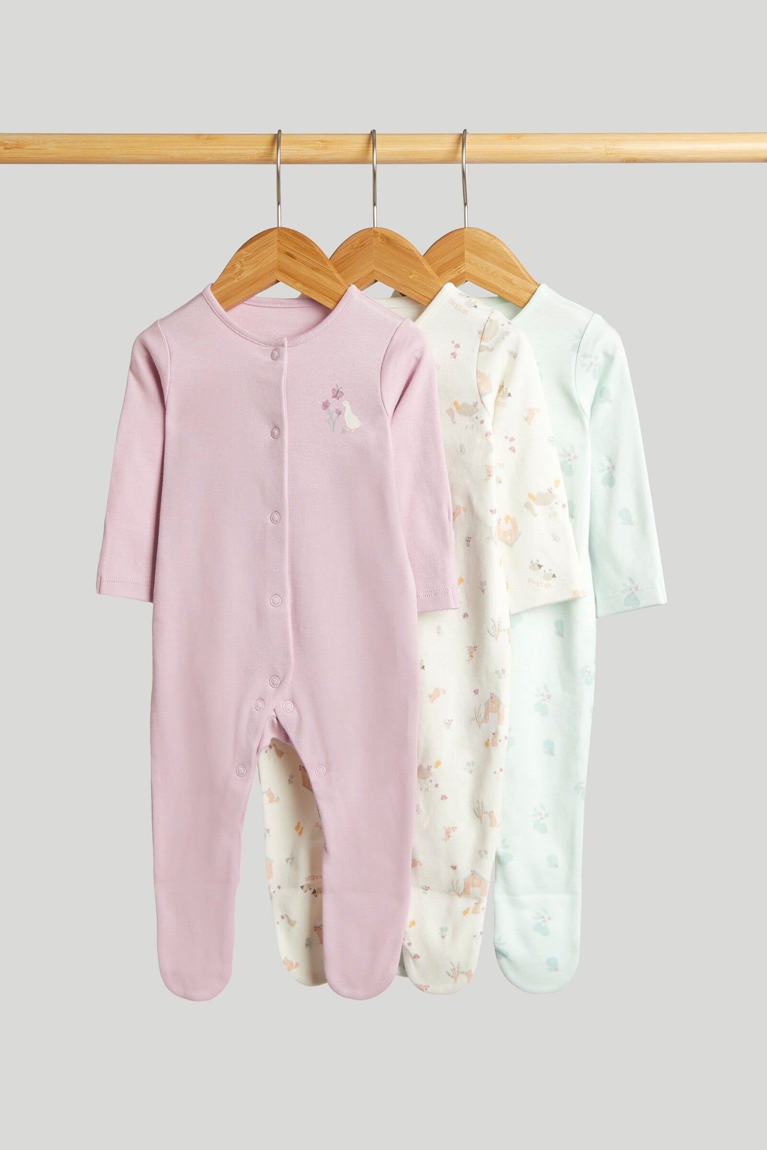 3 Pack Pear Sleepsuits - Multicolor / Up to 1 Month