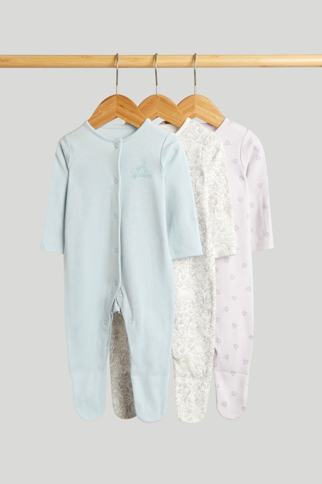 3 Pack Swan Sleepsuits - Multicolor / Up to 1 Month
