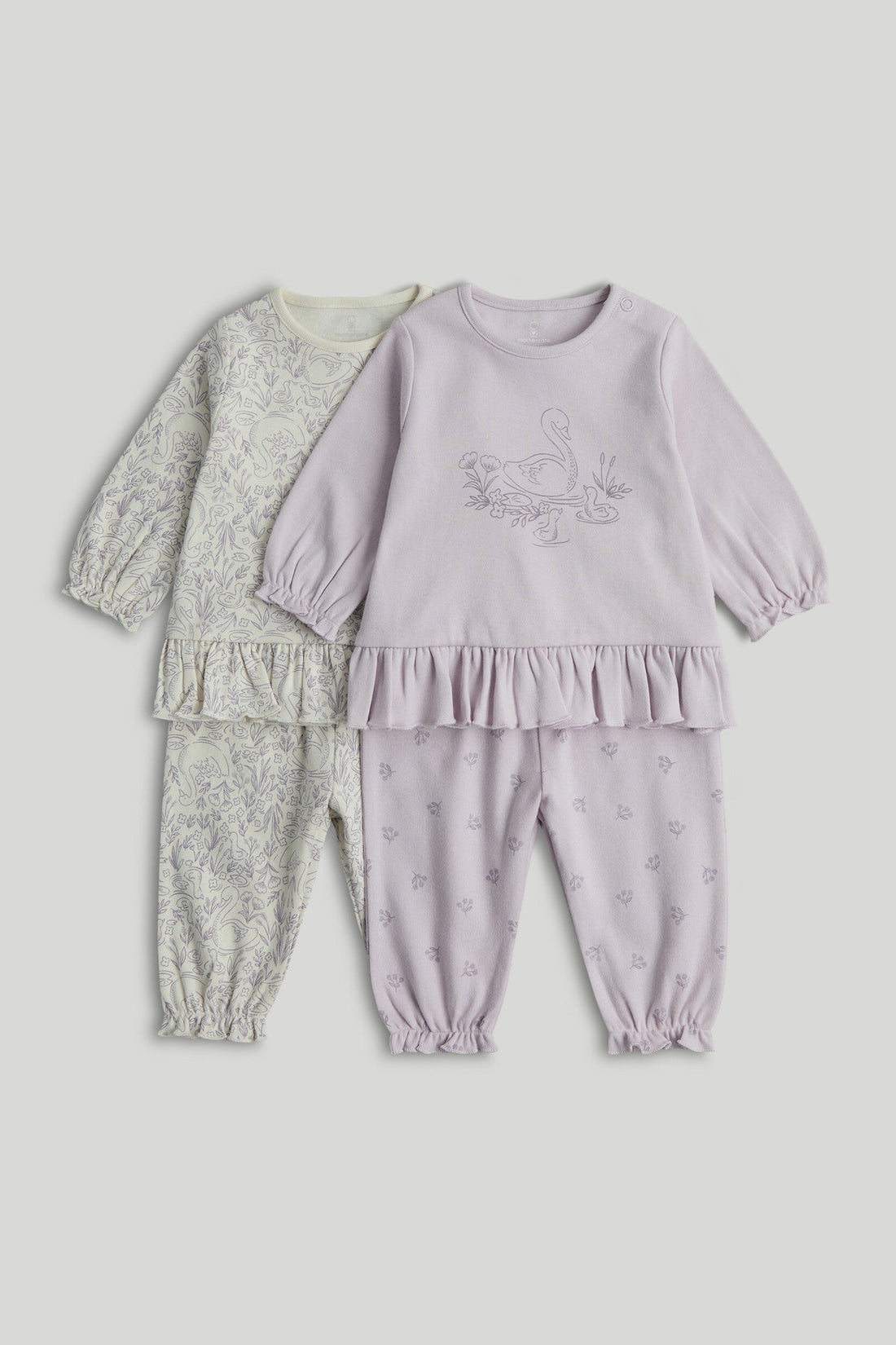 2 Pack Swan Pyjamas - Purple / 12-18 Months