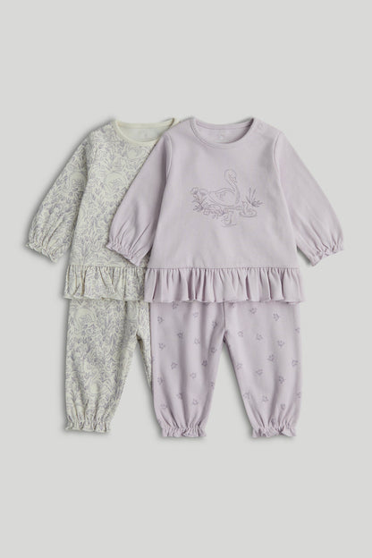2 Pack Swan Pyjamas - Purple / 12-18 Months