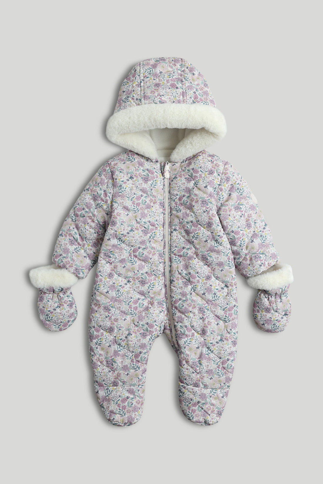Floral Quilted Snowsuit - Multicolor / Up to 1 Month