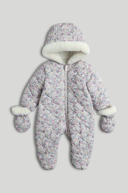 Floral Quilted Snowsuit - Multicolor / Up to 1 Month