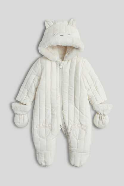 Cream Quilted Snowsuit - Beige / Up to 1 Month